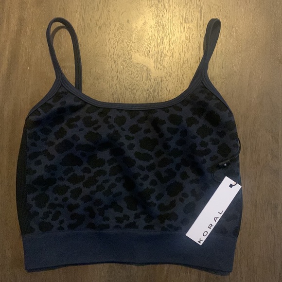 NWT KORAL Activewear Duplo Seamless Bra Leopard Print Navy Blazer - Picture 6 of 16